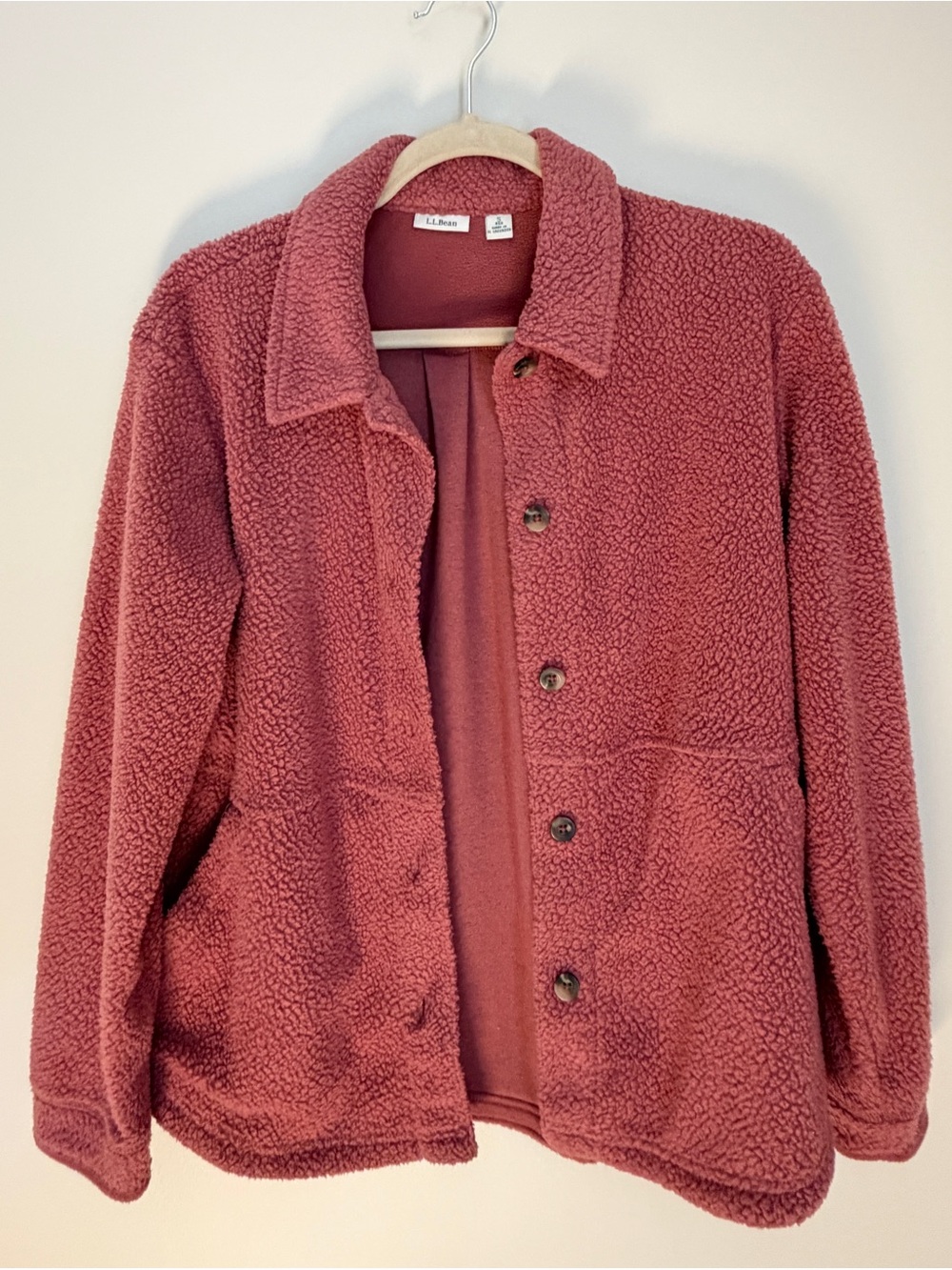 L.L. Bean Sherpa fleece button-down jacket shacket